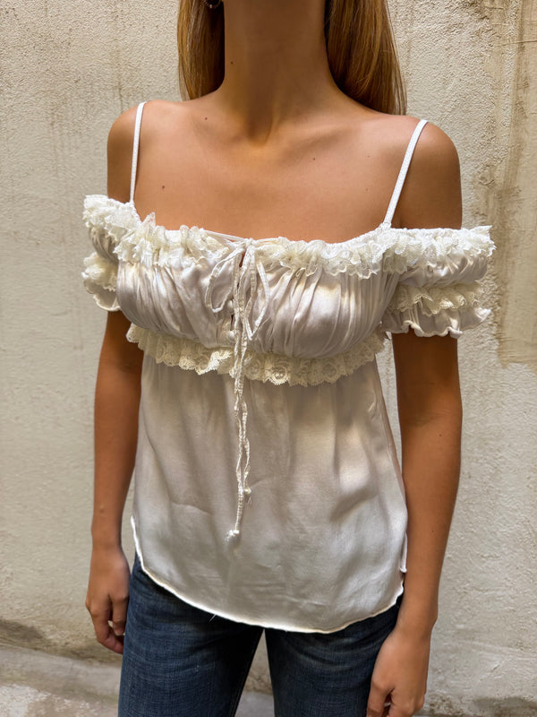 Italian Brand Satin Milkmaid Top