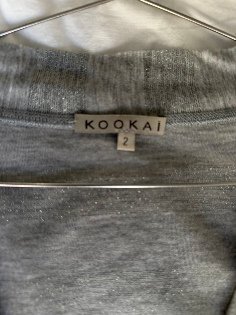 Kookai Grey Tie Neck Top