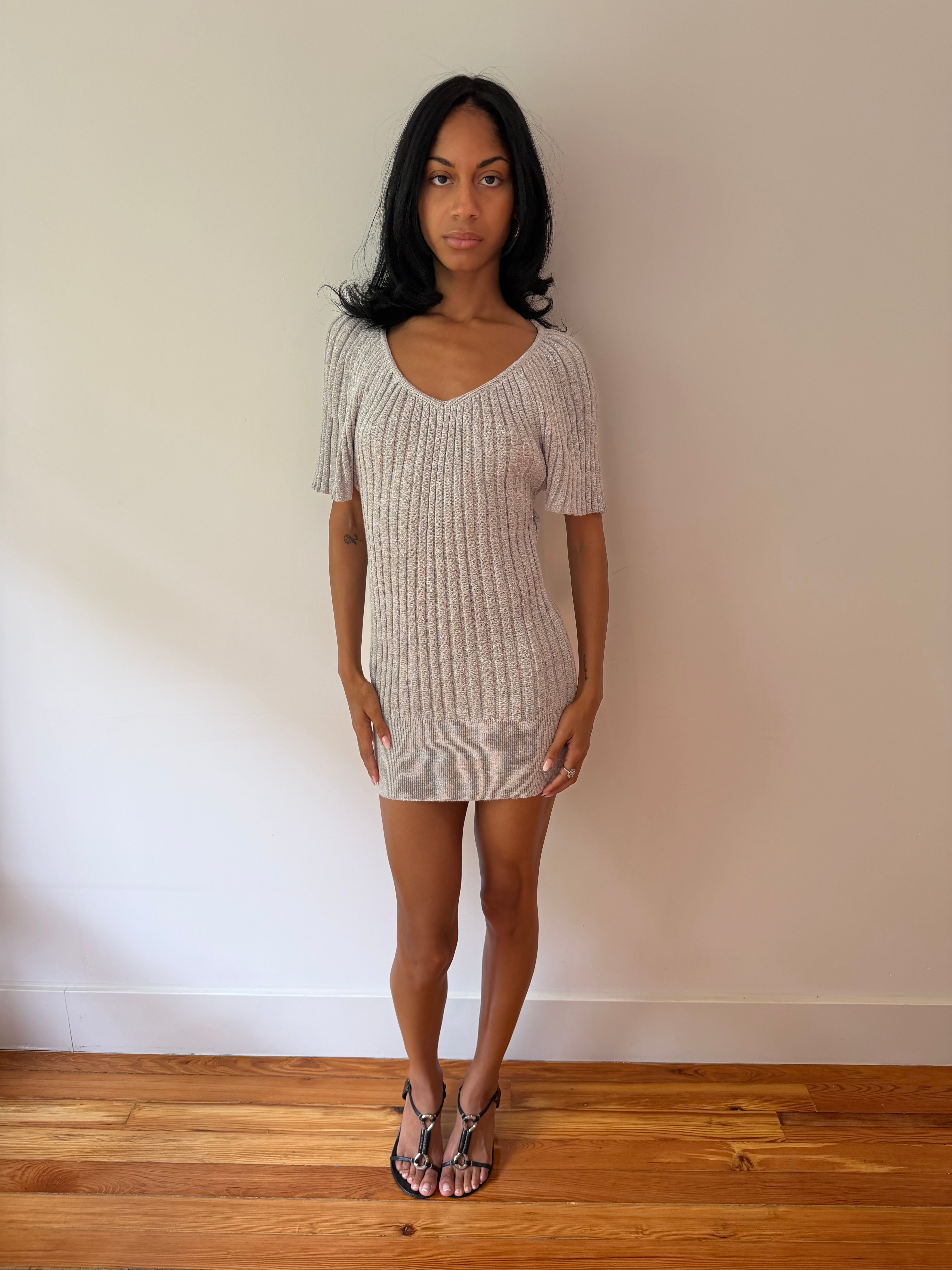 Shimmer Pleated Mini Dress
