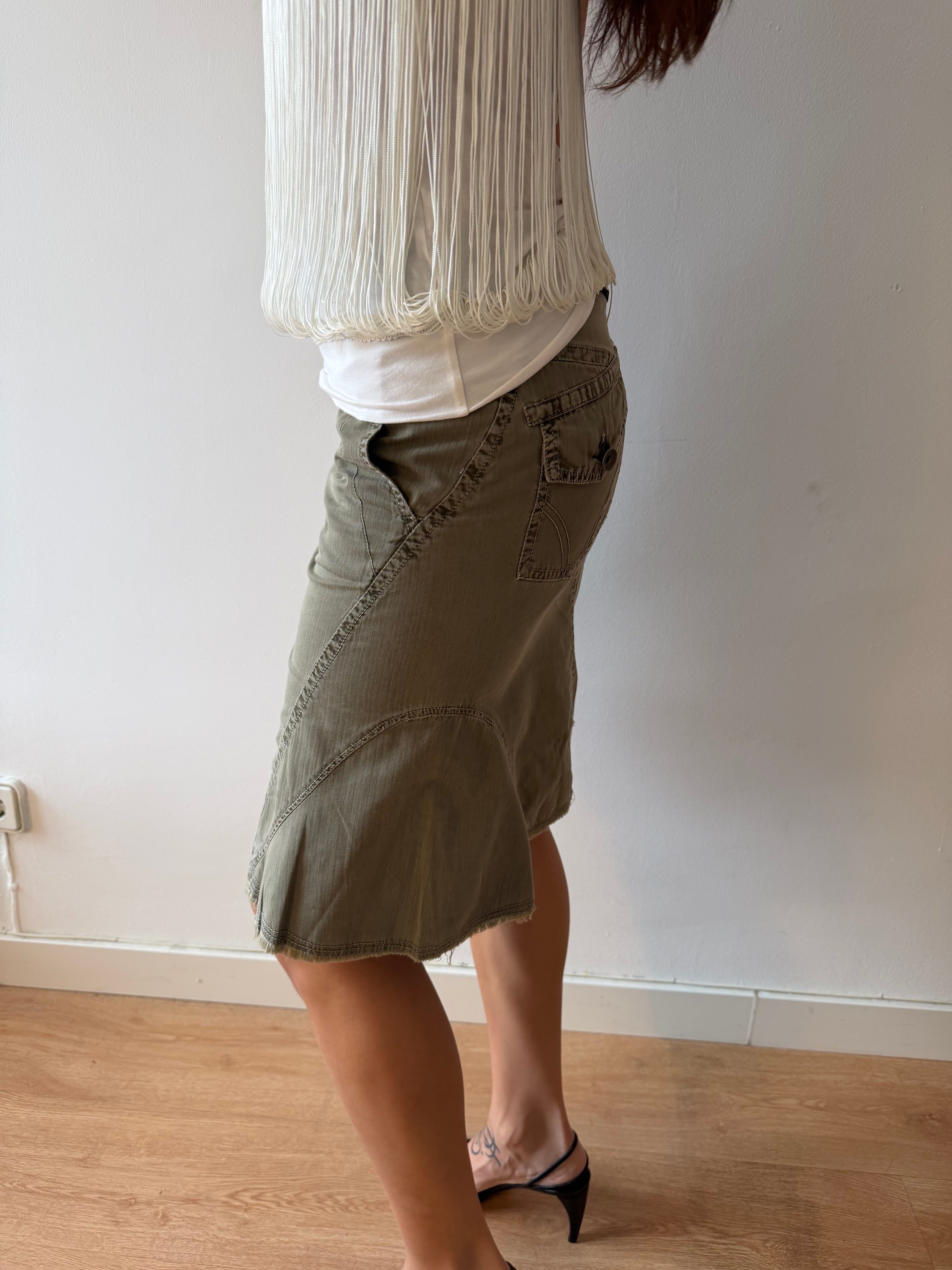 Khaki Cargo Skirt