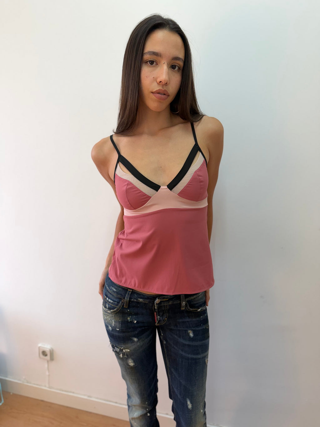 Pink Contrast Cami