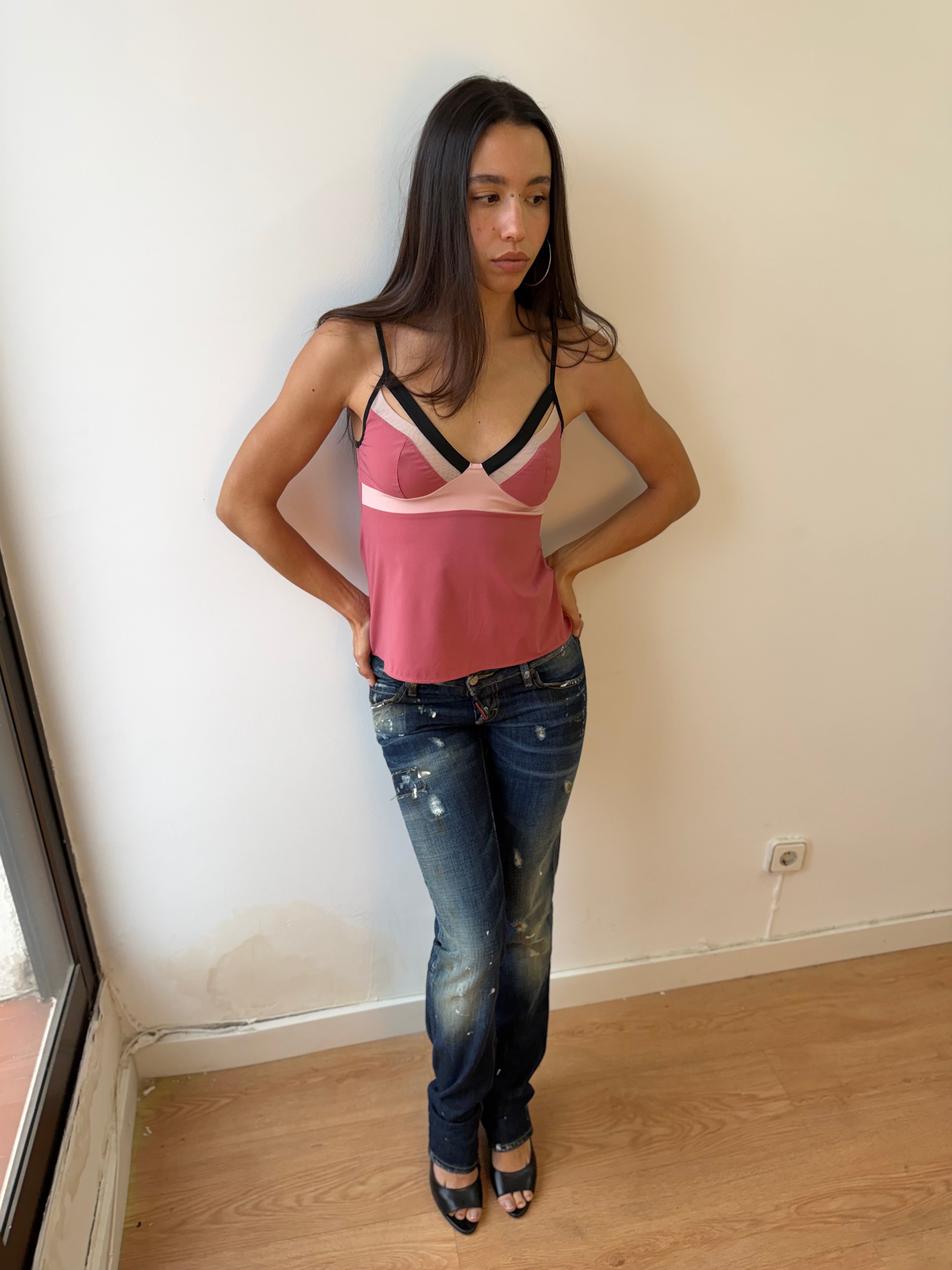 Pink Contrast Cami
