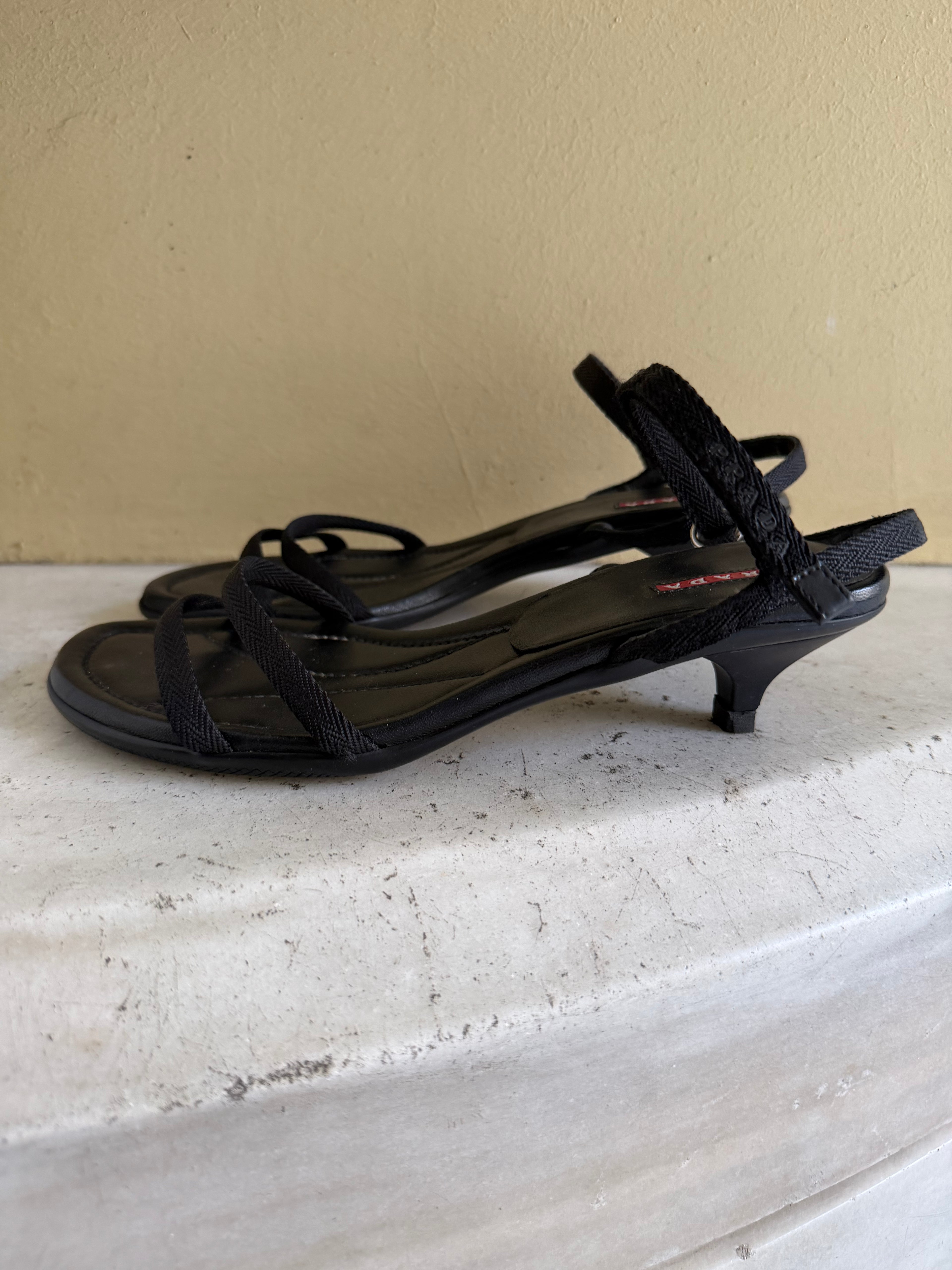 Prada Strappy Kitten Heel Sandals