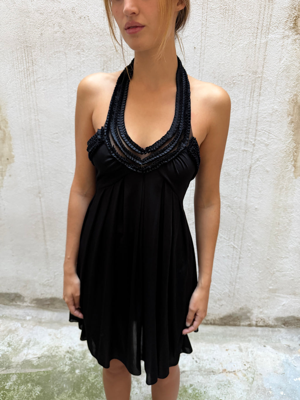 Patrizia Pepe Black Halterneck Mini Dress