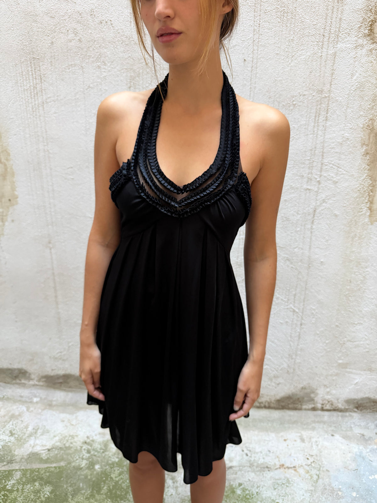 Patrizia Pepe Black Halterneck Mini Dress