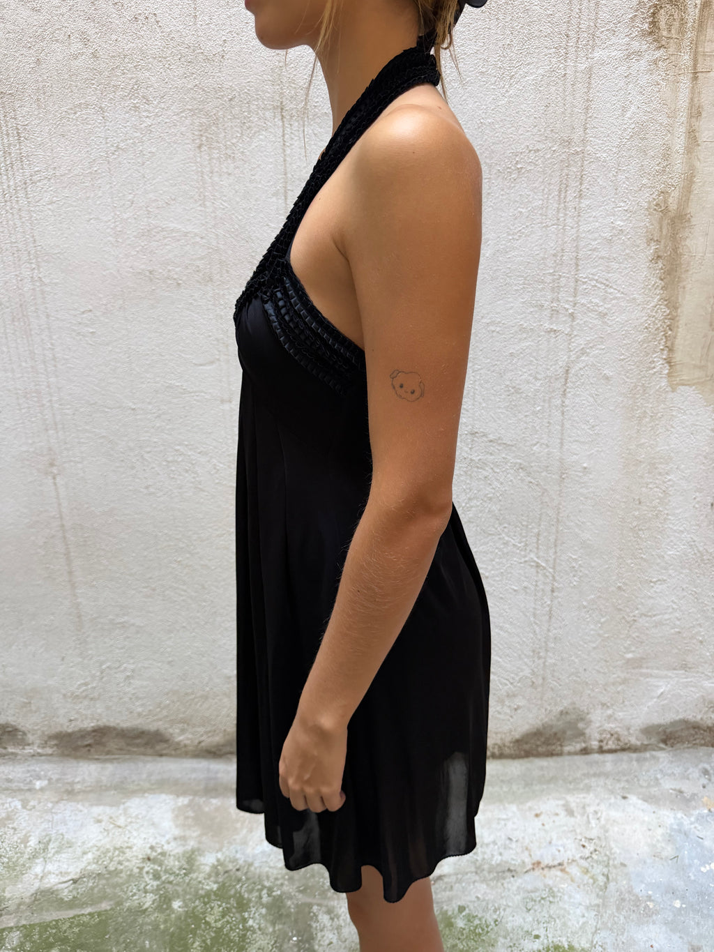 Patrizia Pepe Black Halterneck Mini Dress