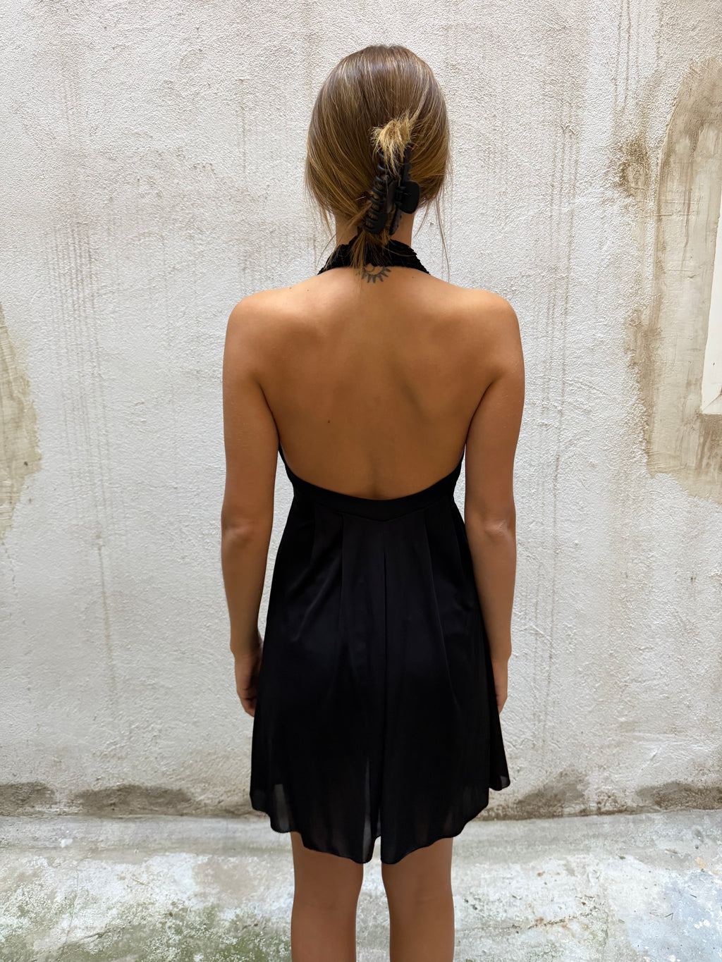 Patrizia Pepe Black Halterneck Mini Dress