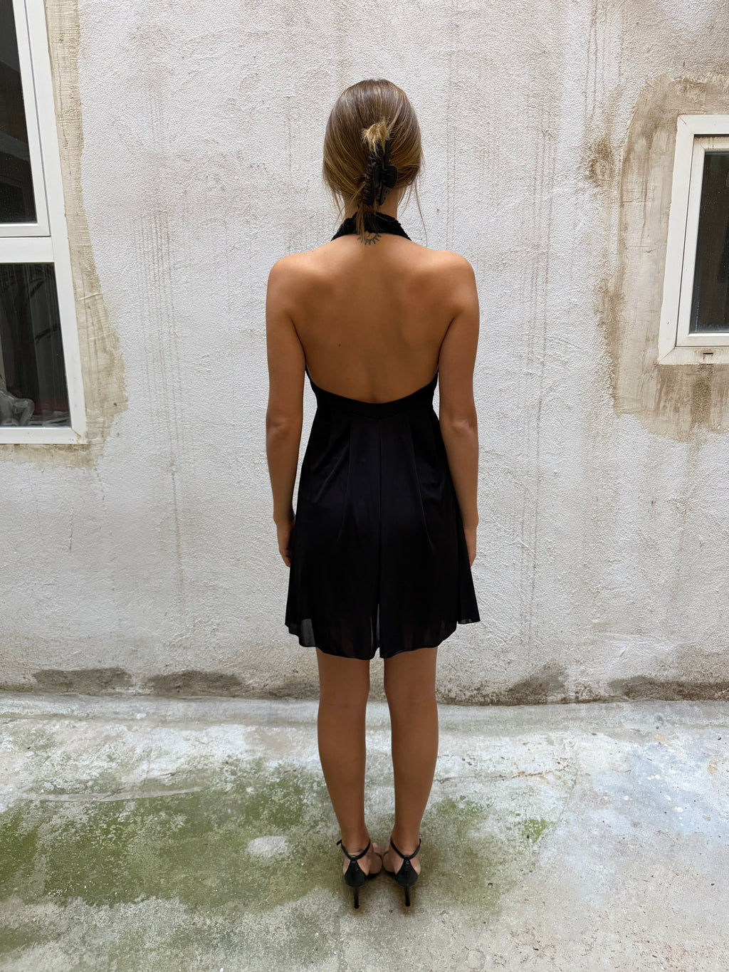 Patrizia Pepe Black Halterneck Mini Dress