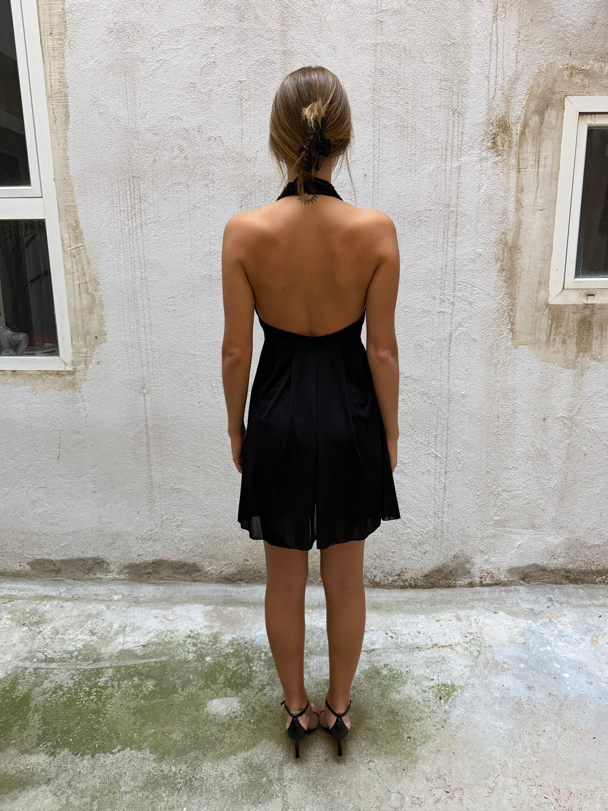 Patrizia Pepe Black Halterneck Mini Dress