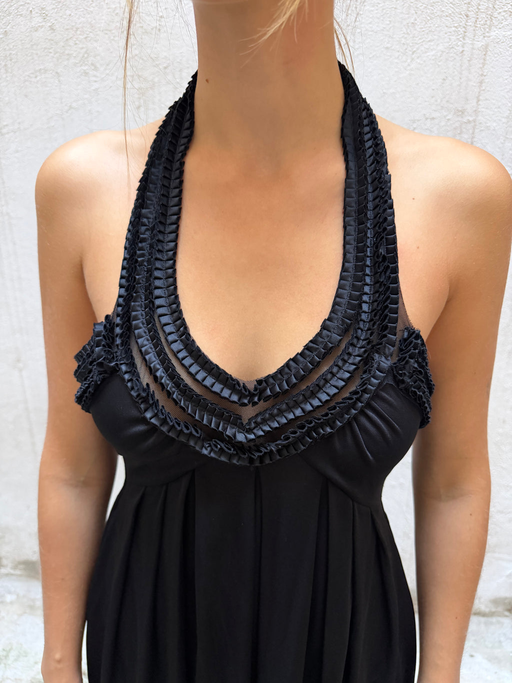 Patrizia Pepe Black Halterneck Mini Dress