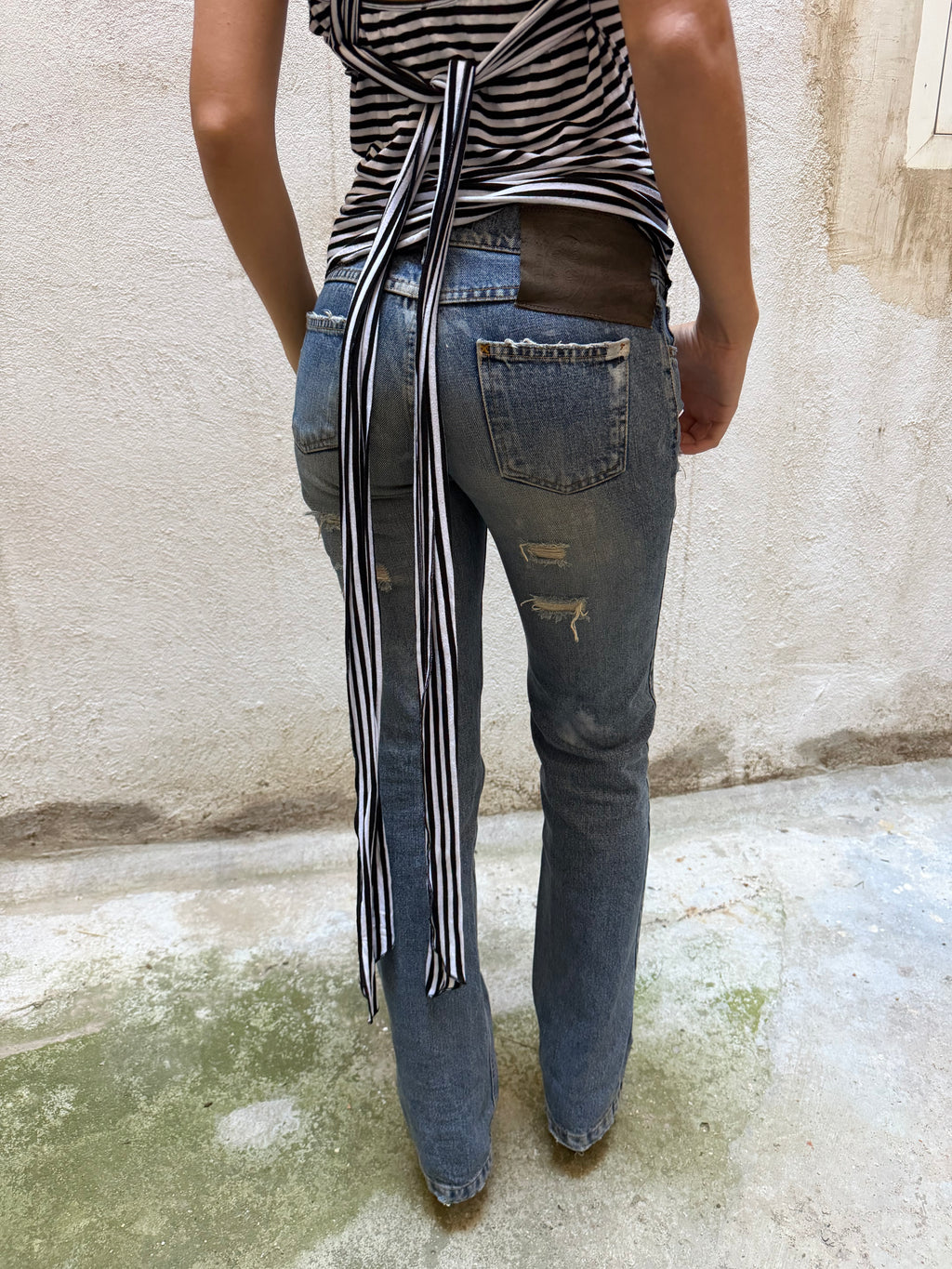 Dolce & Gabbana Ripped Straight Leg Jeans