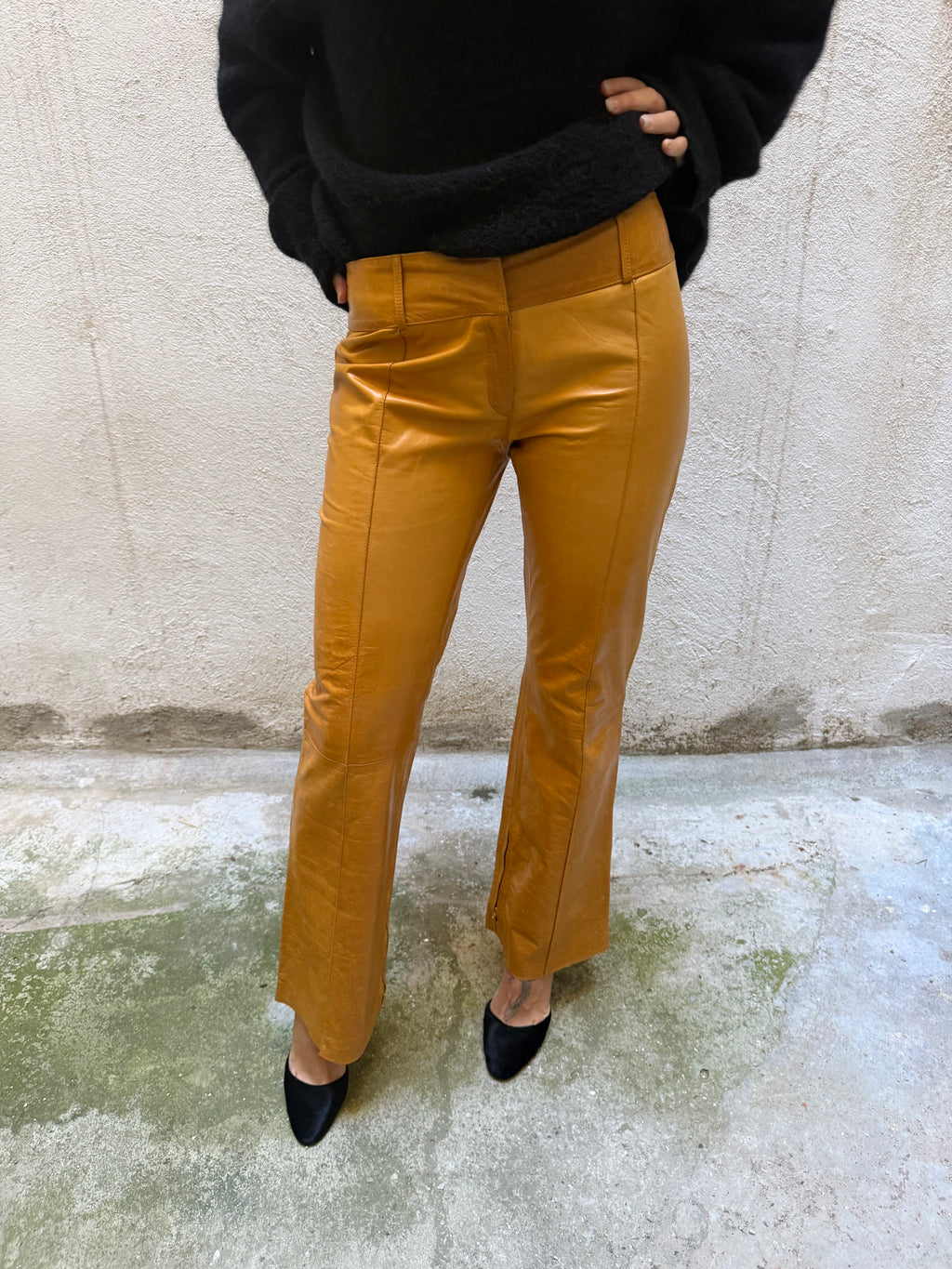 Patrizia Pepe Leather Bootcut Trousers