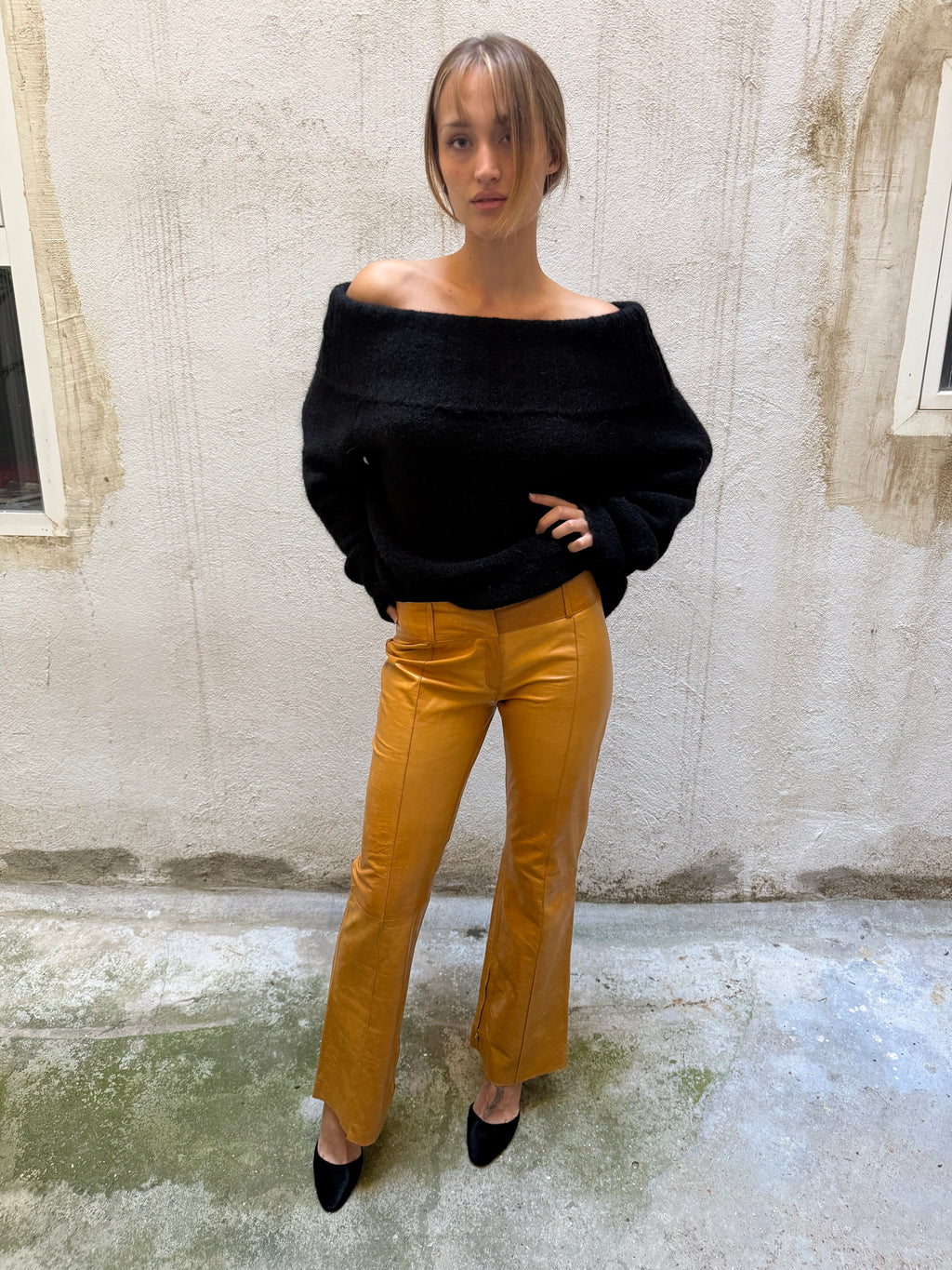 Patrizia Pepe Leather Bootcut Trousers