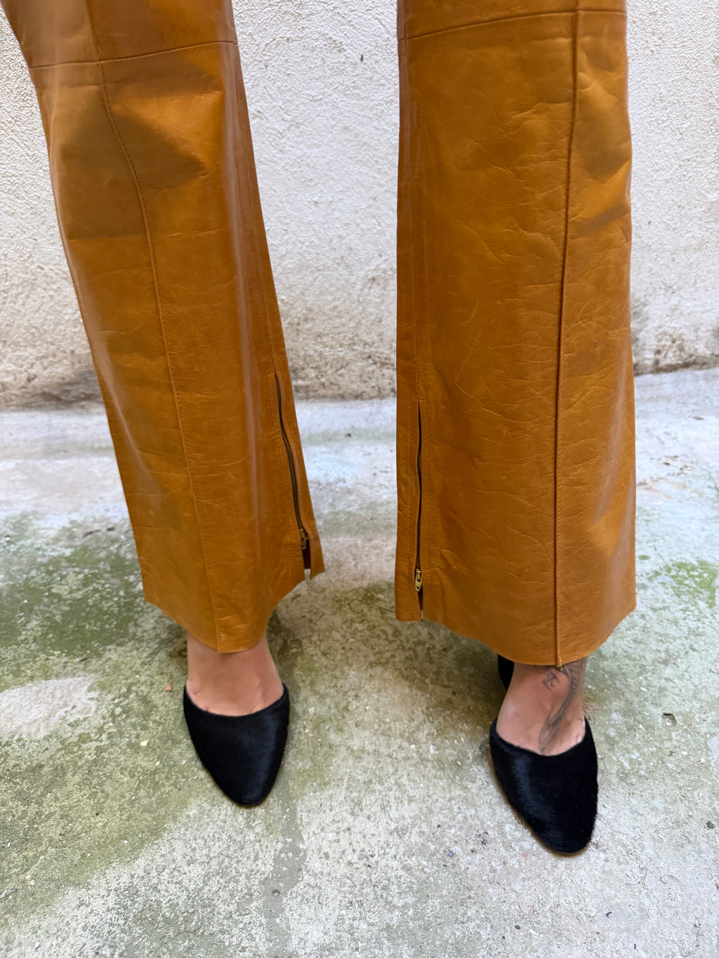 Patrizia Pepe Leather Bootcut Trousers