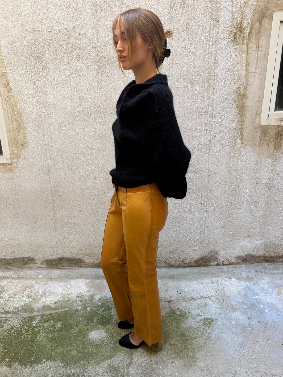Patrizia Pepe Leather Bootcut Trousers