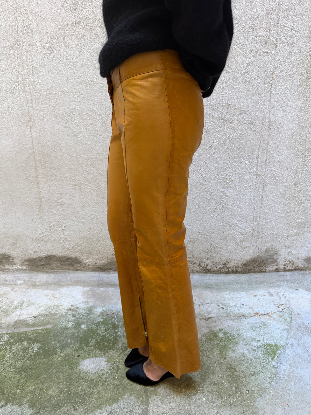 Patrizia Pepe Leather Bootcut Trousers