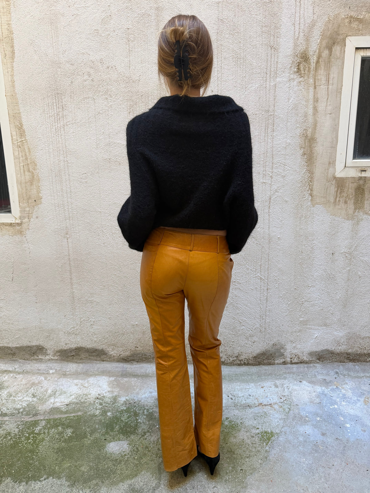 Patrizia Pepe Leather Bootcut Trousers