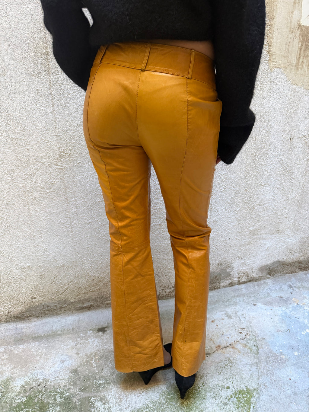 Patrizia Pepe Leather Bootcut Trousers