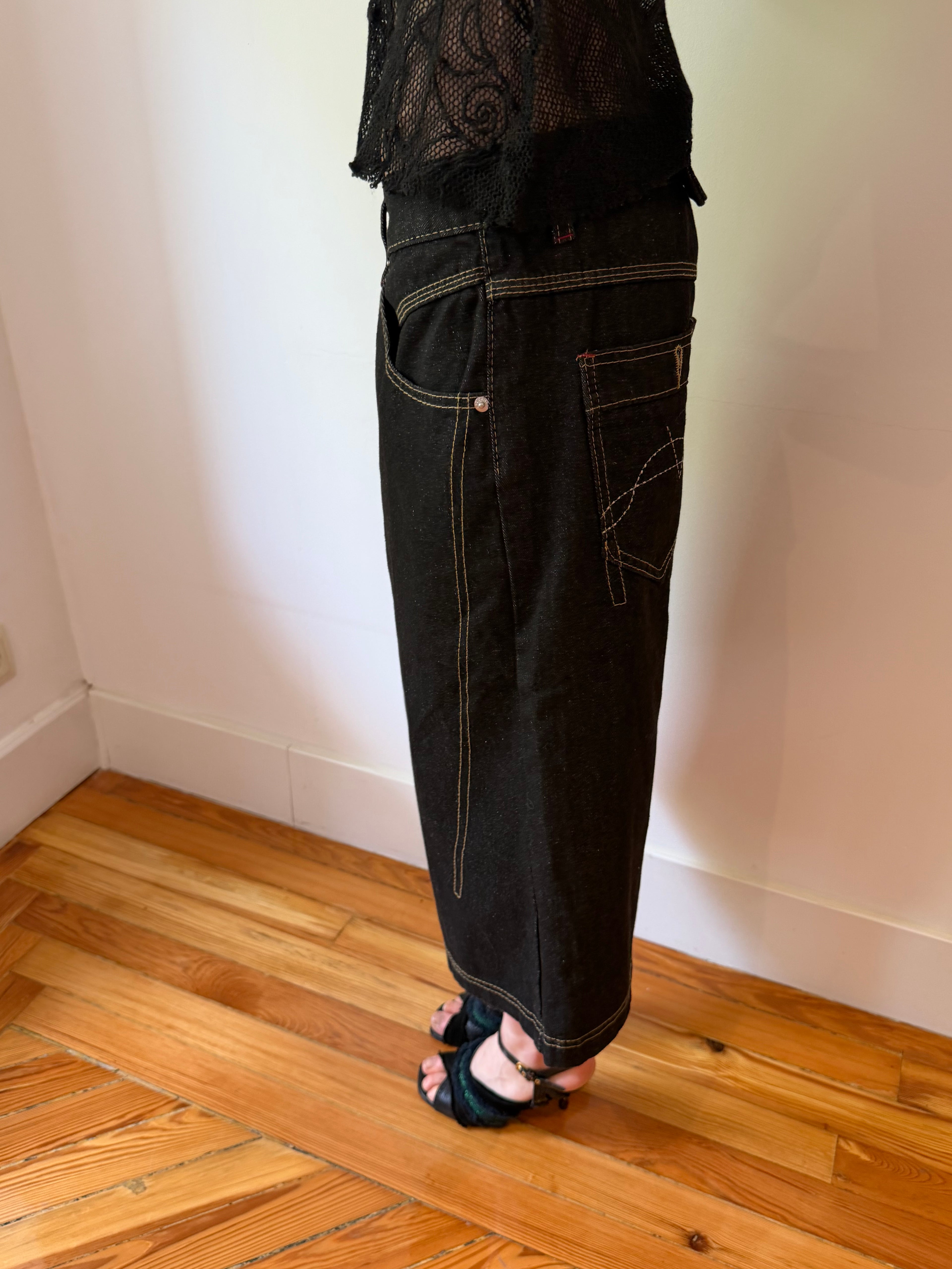 Dark Wash Adjustable Denim Shorts