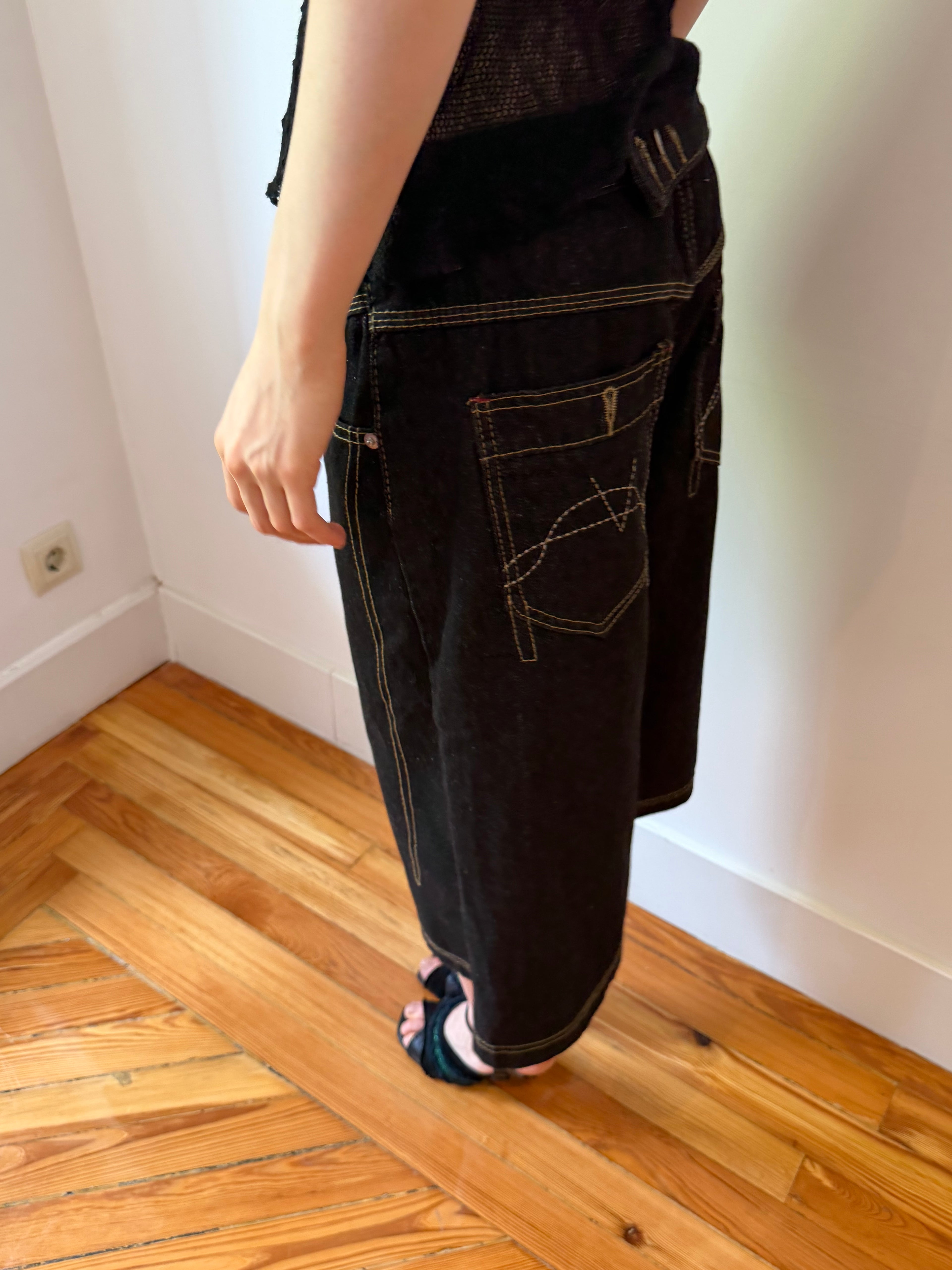 Dark Wash Adjustable Denim Shorts