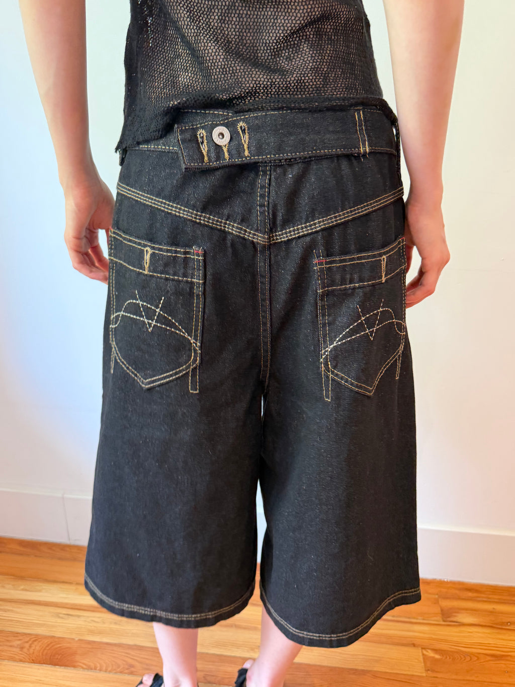 Dark Wash Adjustable Denim Shorts