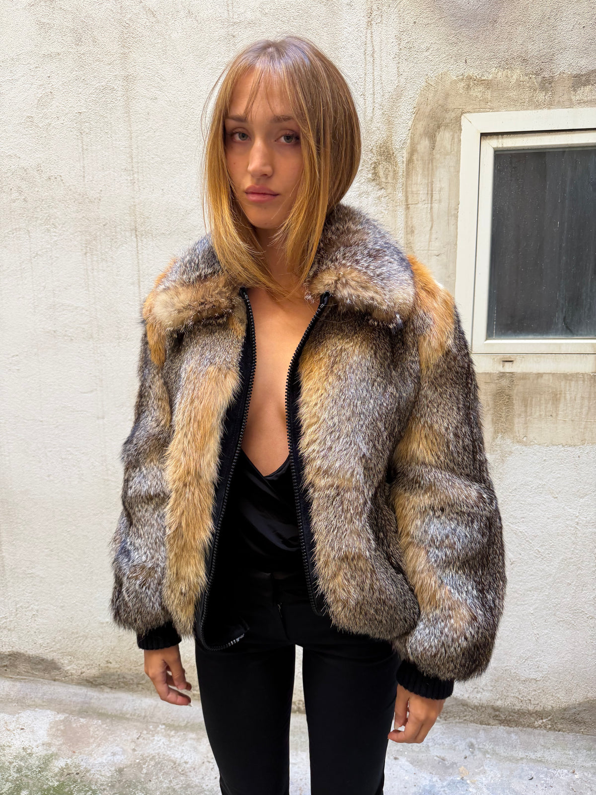 Vintage Fox Fur Zip Jacket