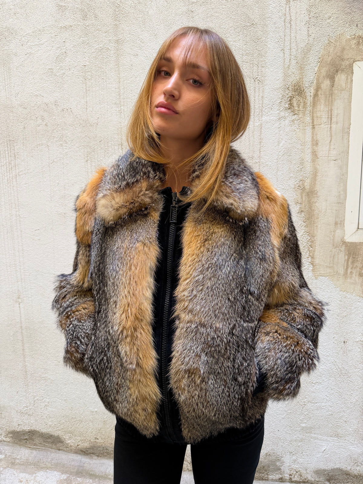 Vintage Fox Fur Zip Jacket