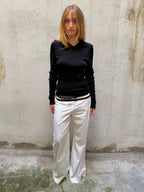 Paola Frani White Palazzo Trousers