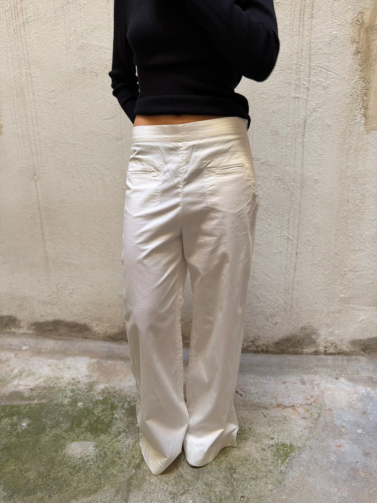Paola Frani White Palazzo Trousers