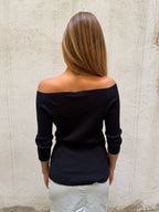 Paola Frani Ribbed Off Shoulder Top