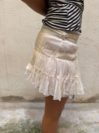 Patrizia Pepe Cream Ruched Mini Skirt