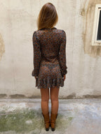 Italian Brand Sheer Floral Mesh Mini Dress