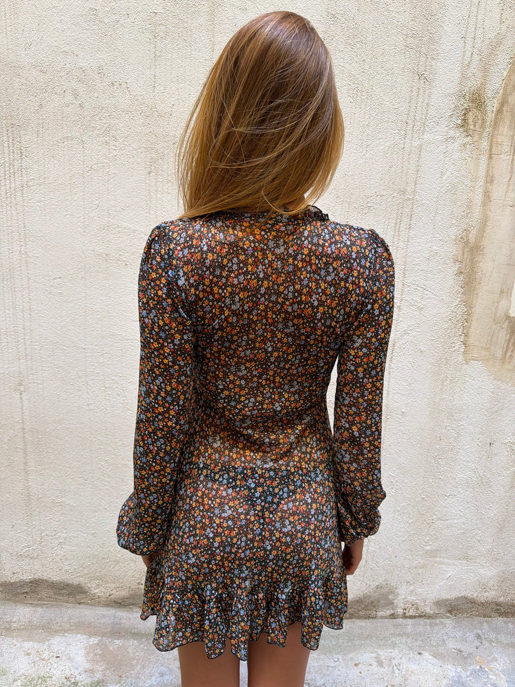 Italian Brand Sheer Floral Mesh Mini Dress