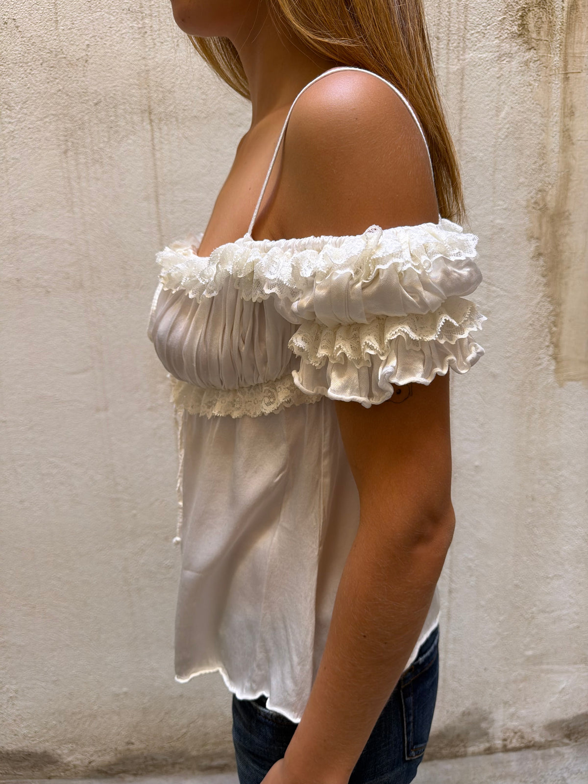 Italian Brand Satin Milkmaid Top