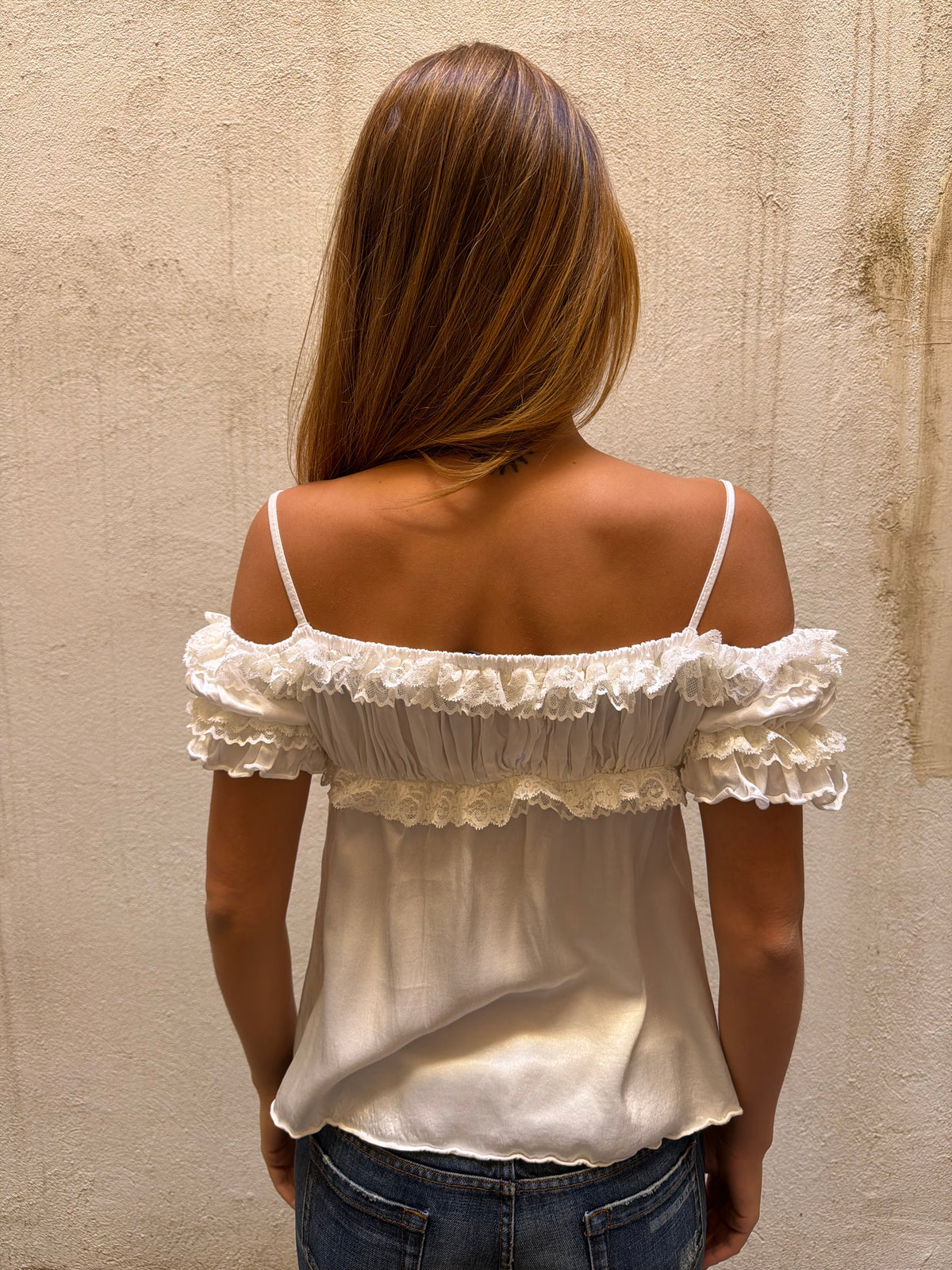Italian Brand Satin Milkmaid Top