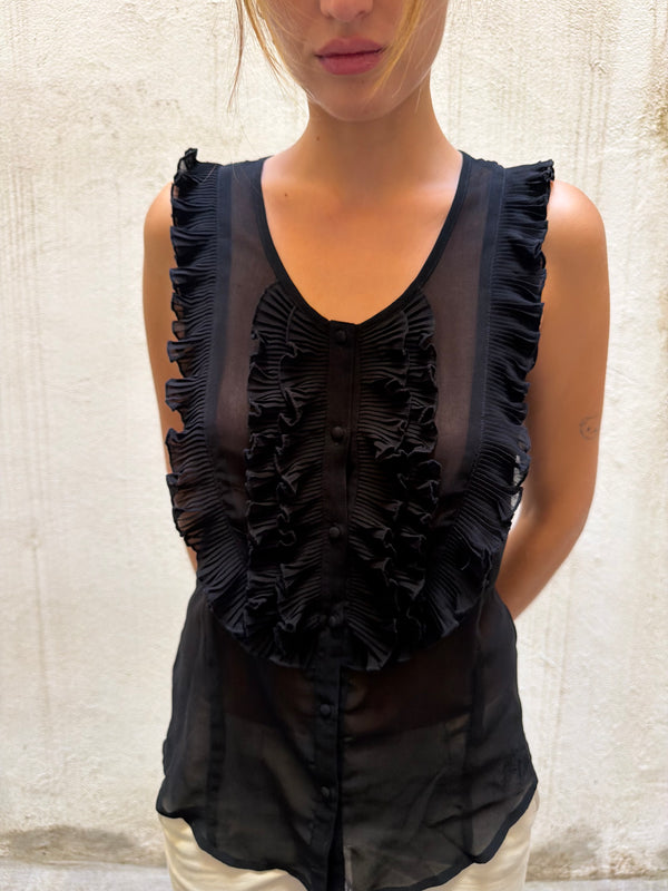 Pepe Jeans Sheer Ruffle Blouse