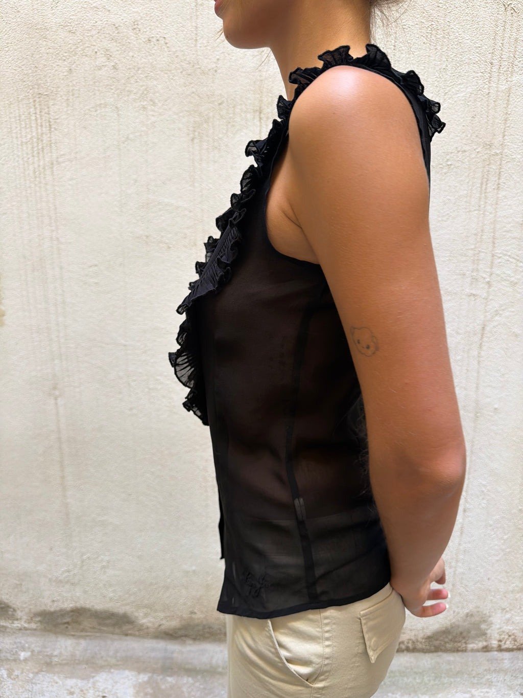 Pepe Jeans Sheer Ruffle Blouse