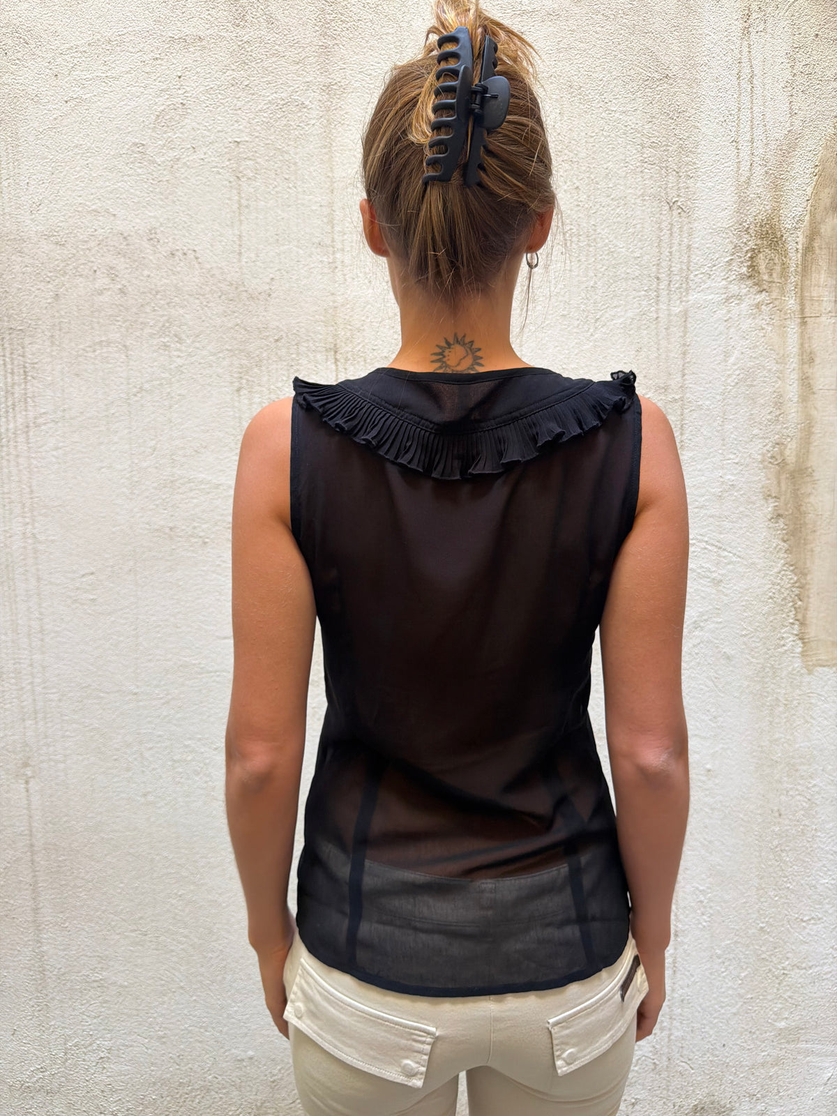Pepe Jeans Sheer Ruffle Blouse