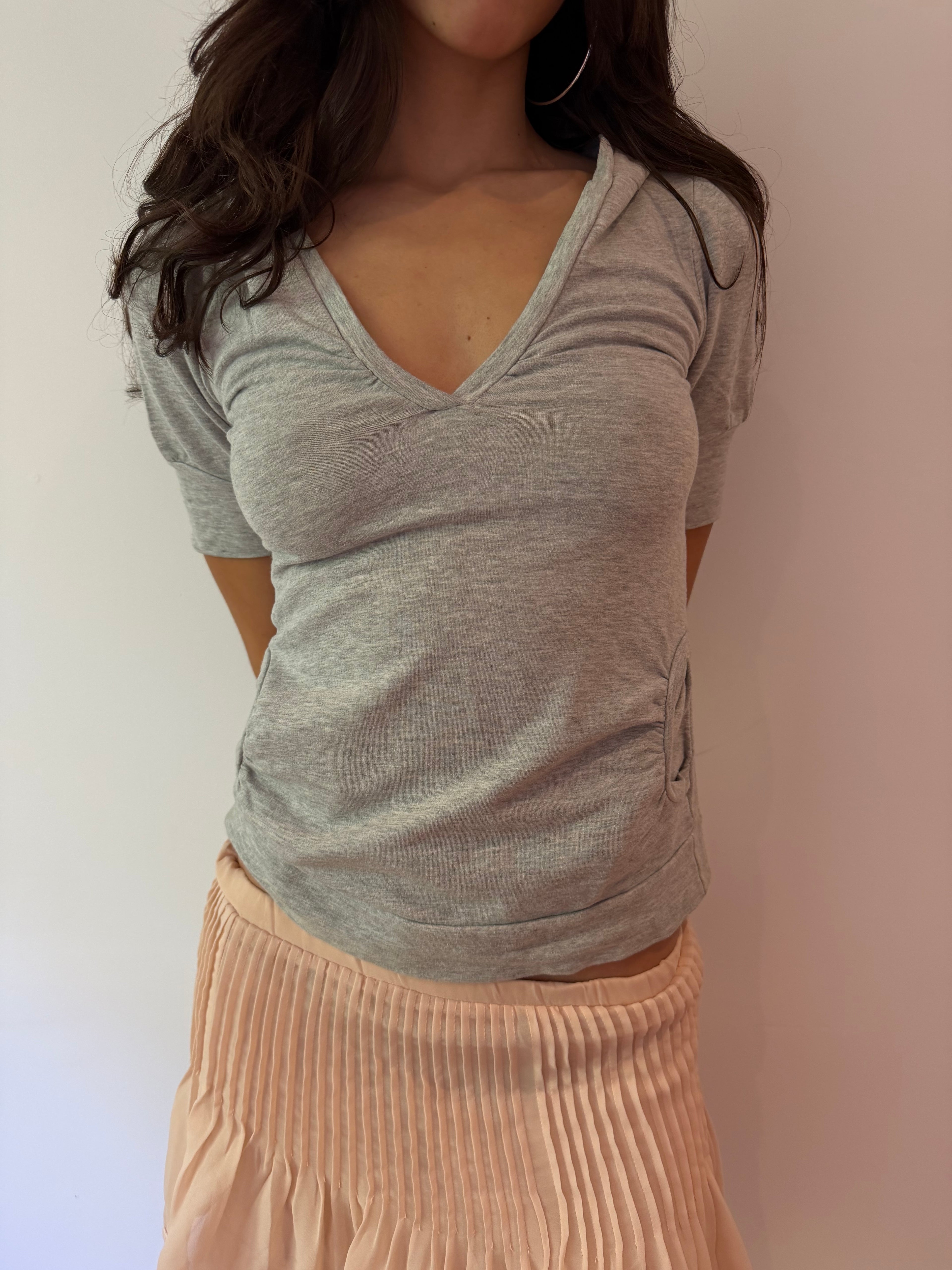 Hooded V-Neck Top