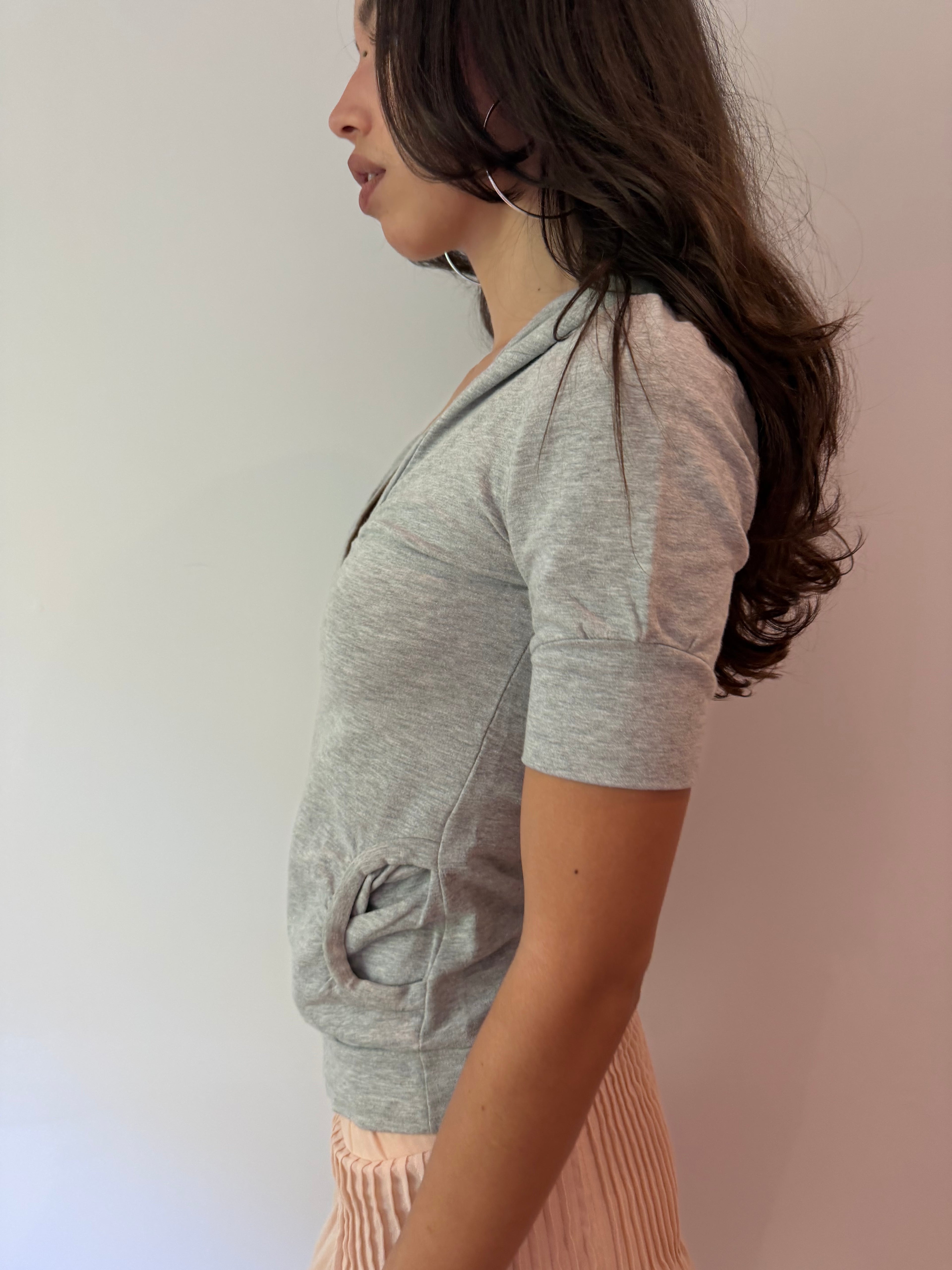 Hooded V-Neck Top
