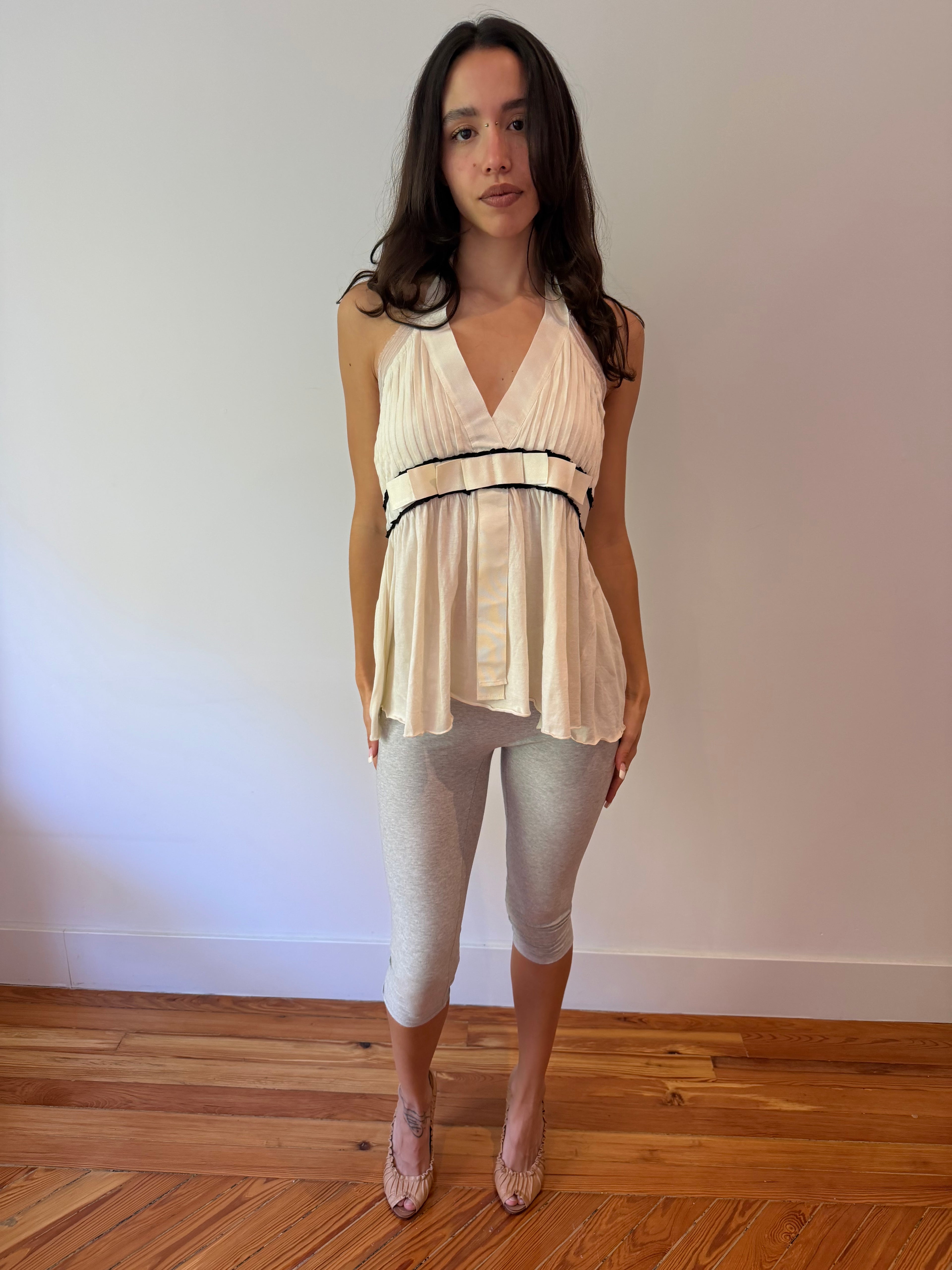 Cream Bow Halter Top