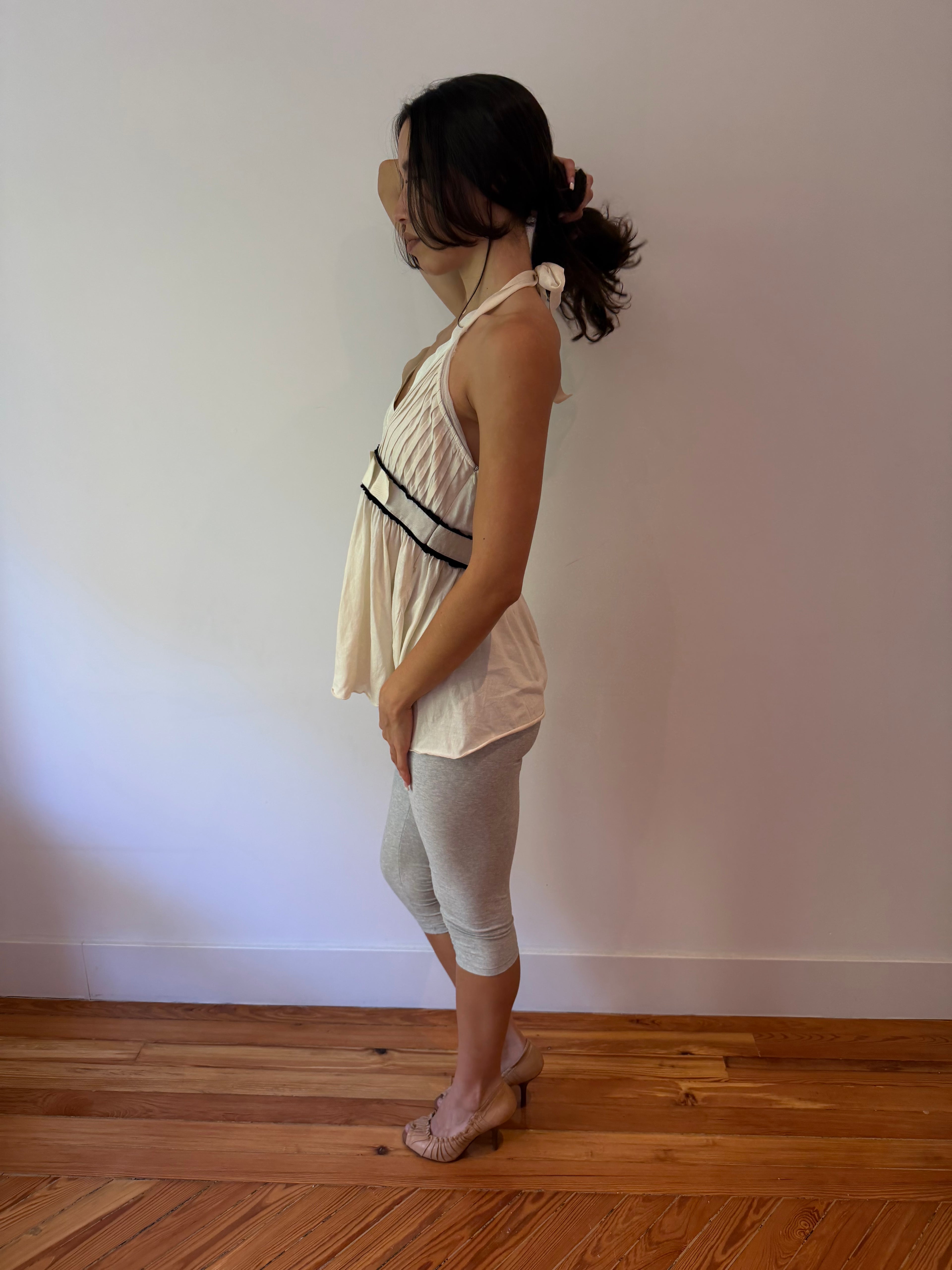 Cream Bow Halter Top