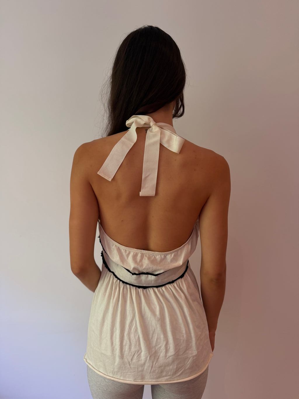 Cream Bow Halter Top