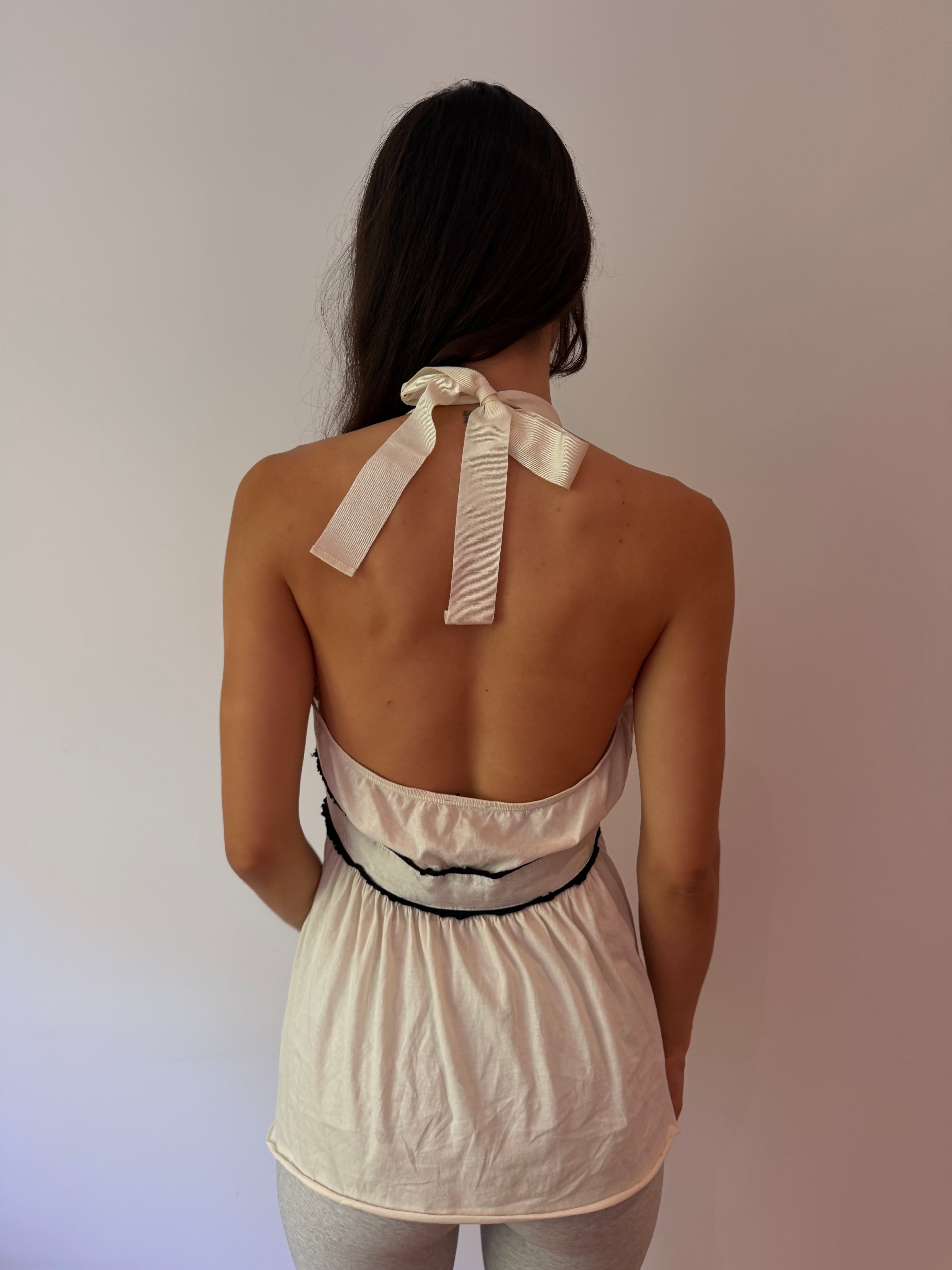 Cream Bow Halter Top