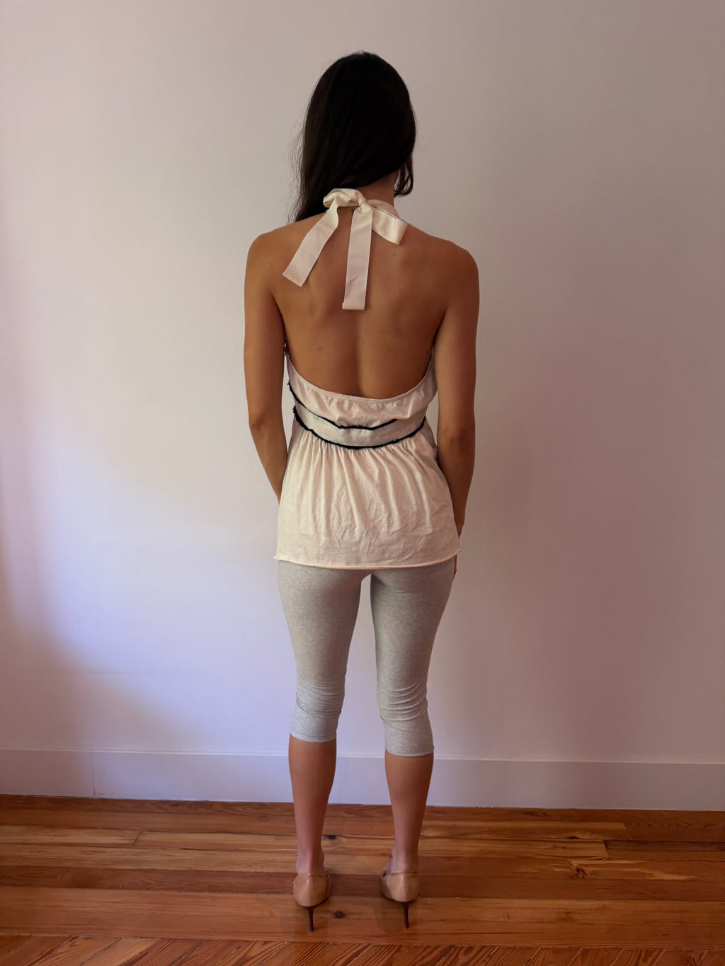 Cream Bow Halter Top