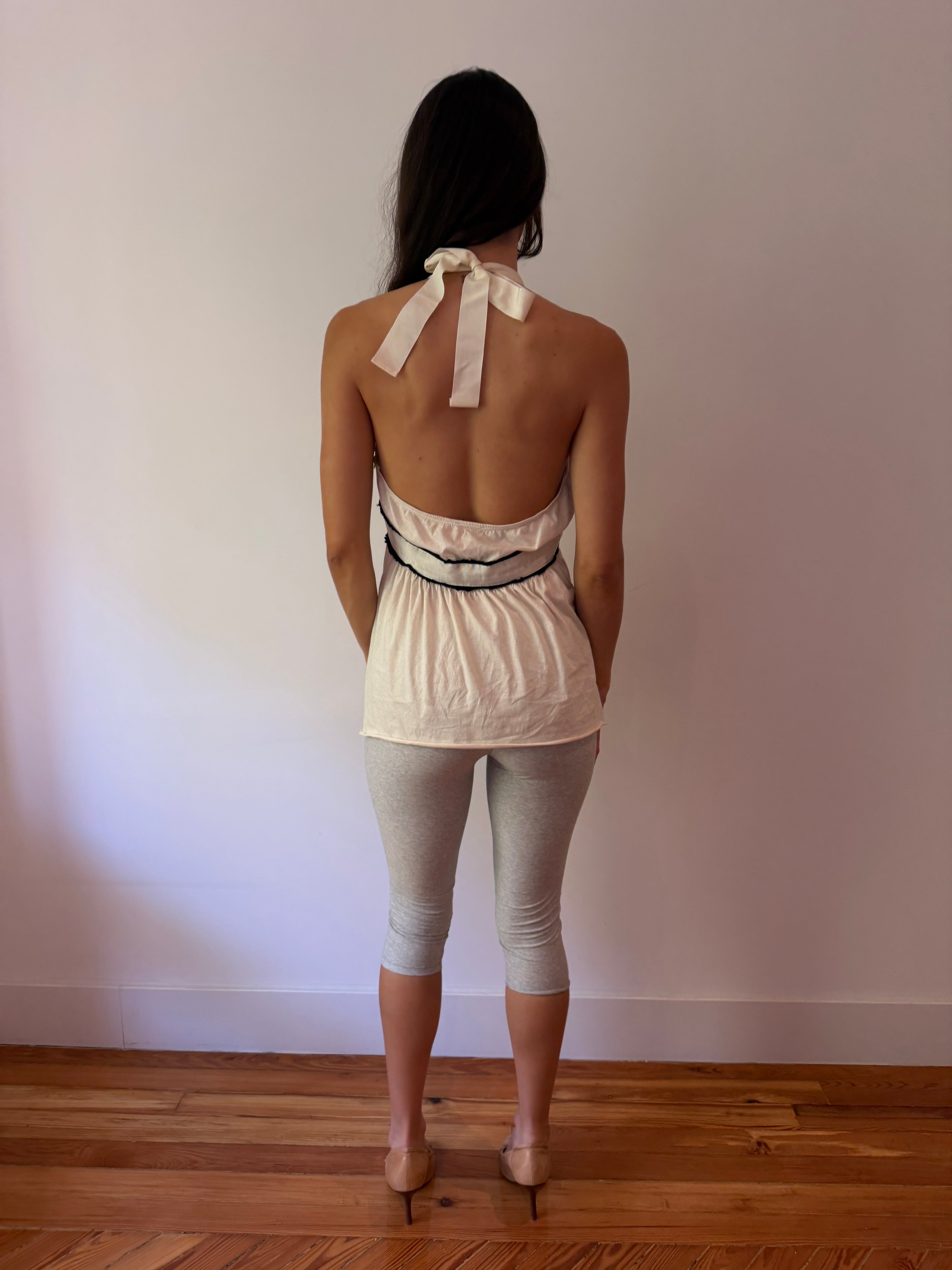 Cream Bow Halter Top