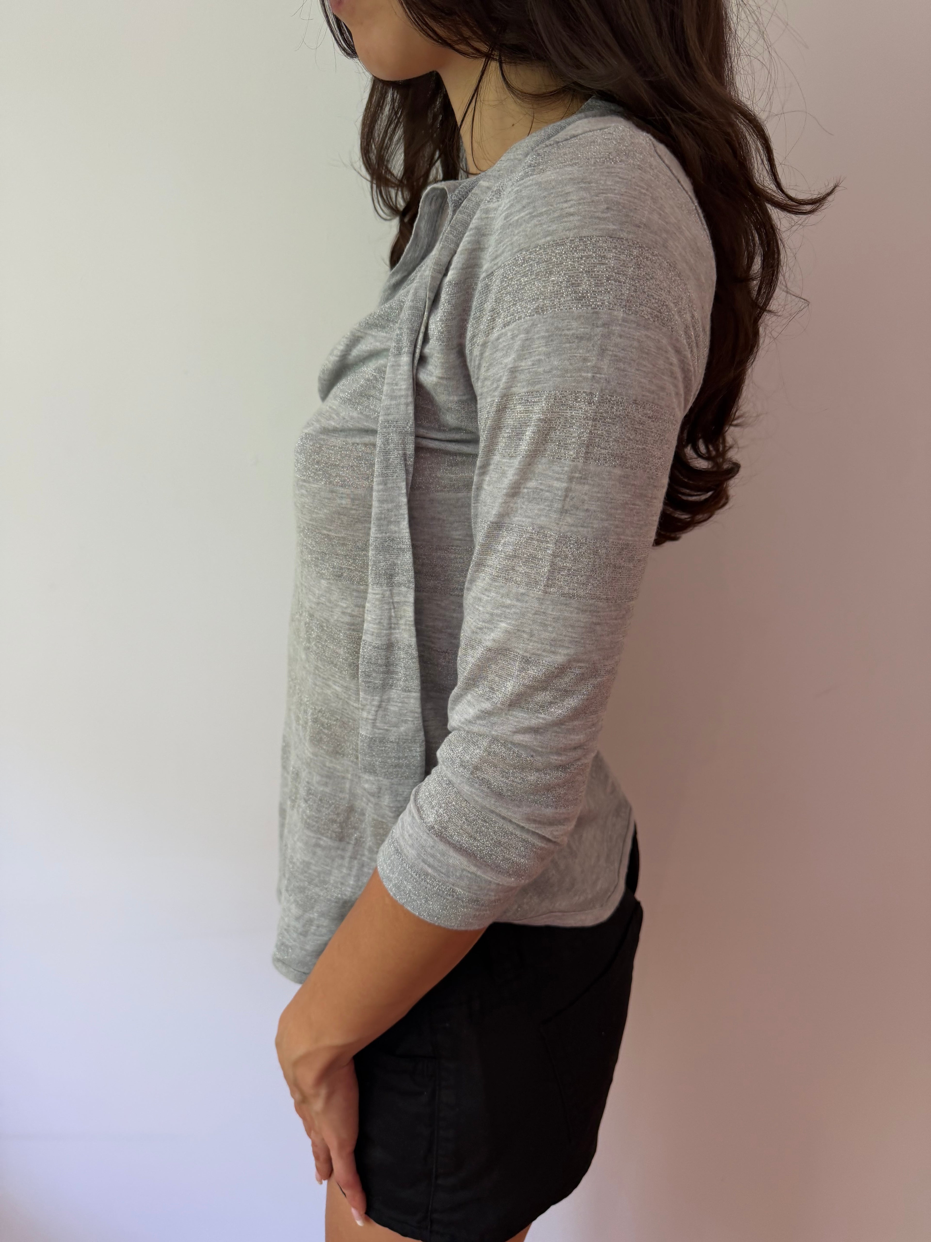 Kookai Grey Tie Neck Top