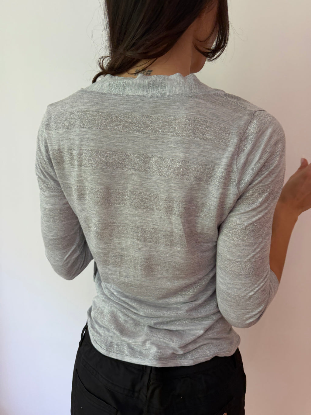 Kookai Grey Tie Neck Top