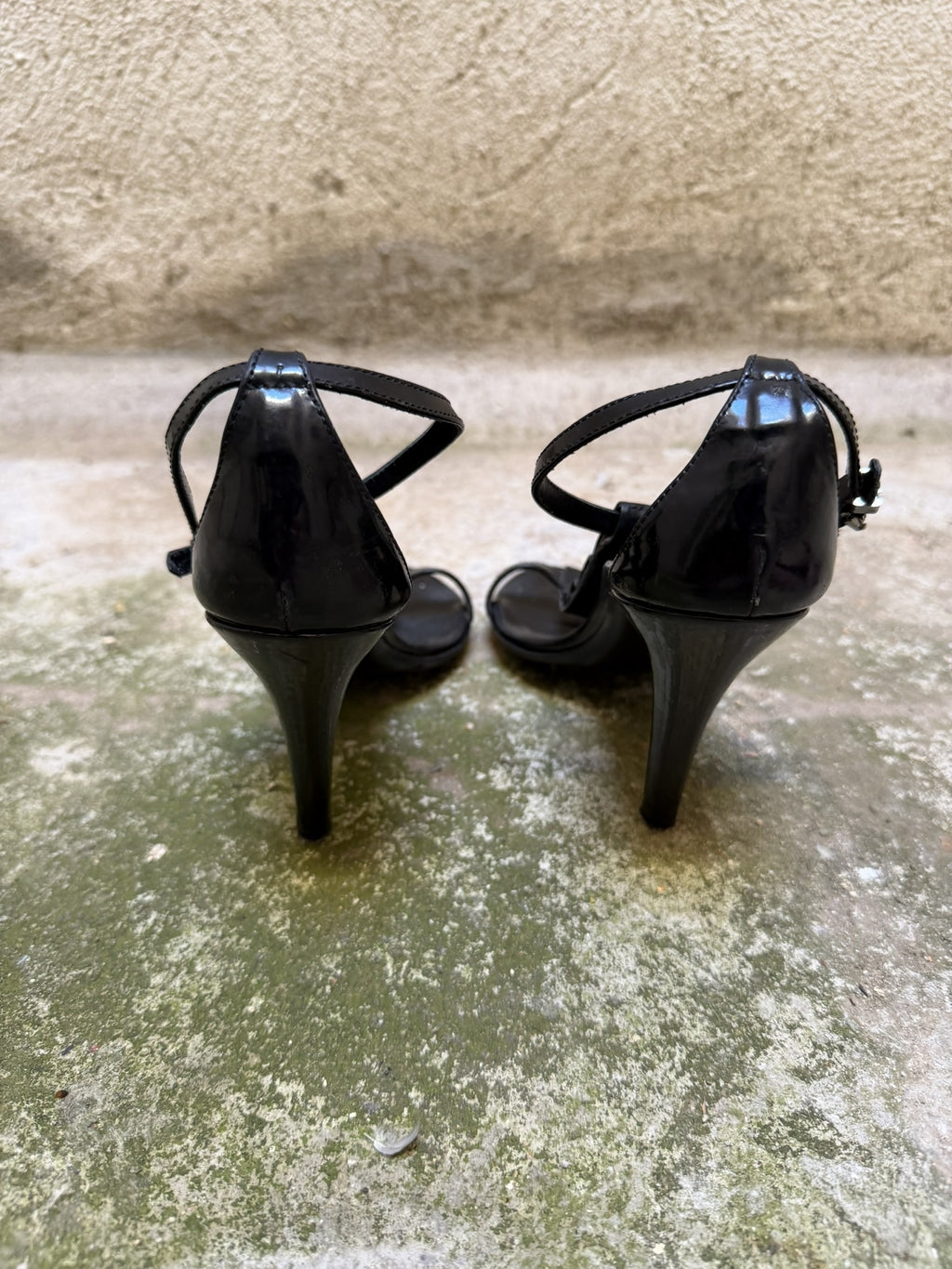 Burberry Patent Leather T-Bar Ruffle Heels