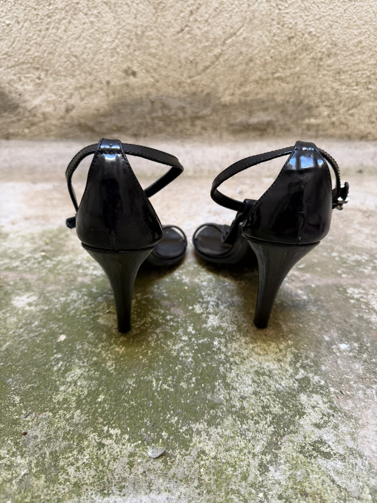 Burberry Patent Leather T-Bar Ruffle Heels